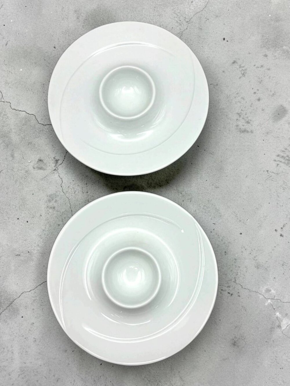 Vintage Seltmann Weiden White Porcelain Egg Cups with Saucer Set of 2 Germany